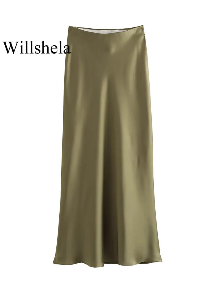 Falda Satin Elegance – Estilo Midi