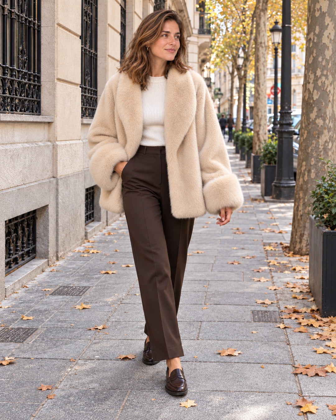 Abrigo Corto de Pelo – Beige · 3