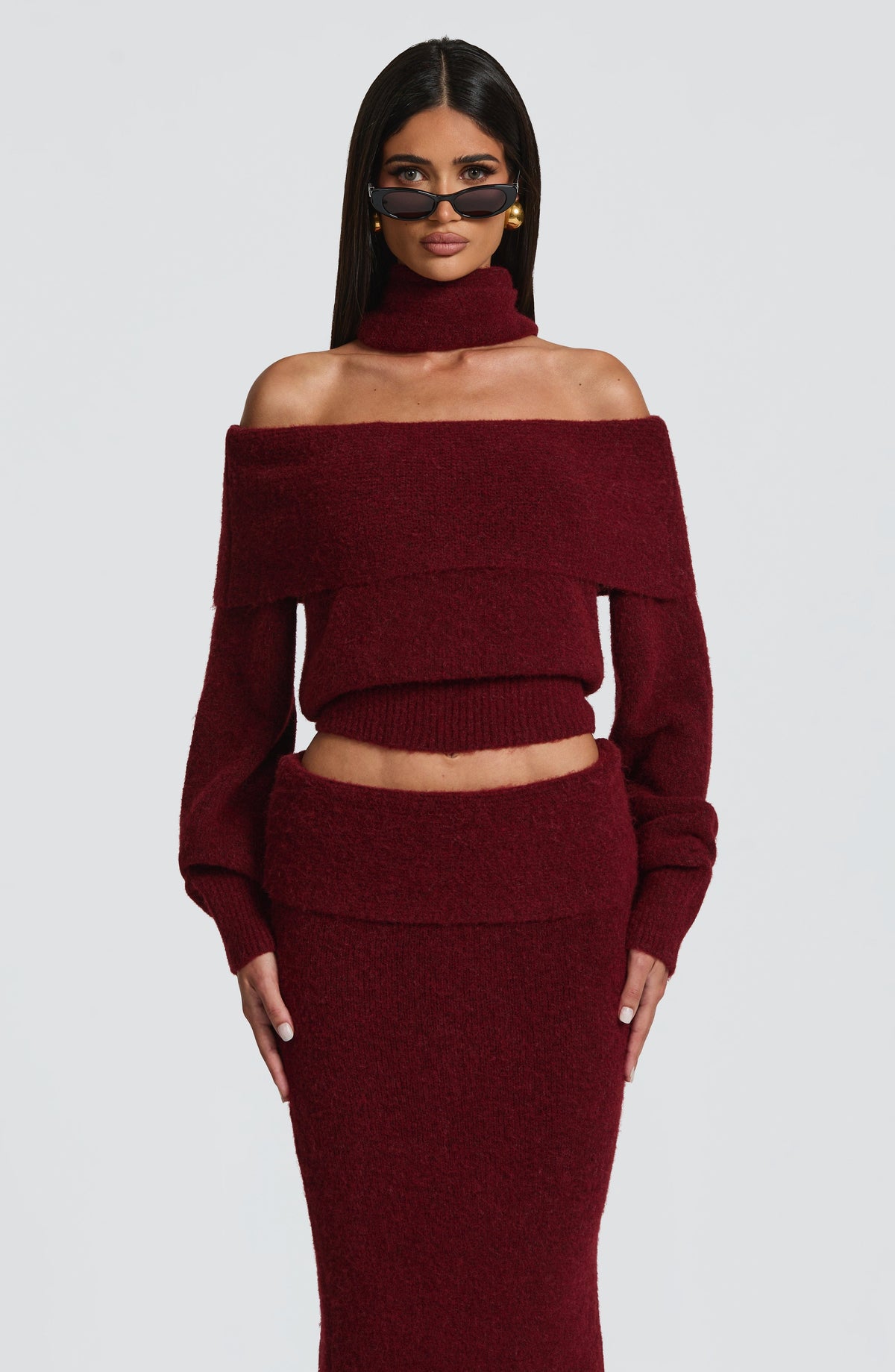 Jersey de Punto Hombros Descubiertos Andie – Burdeos
