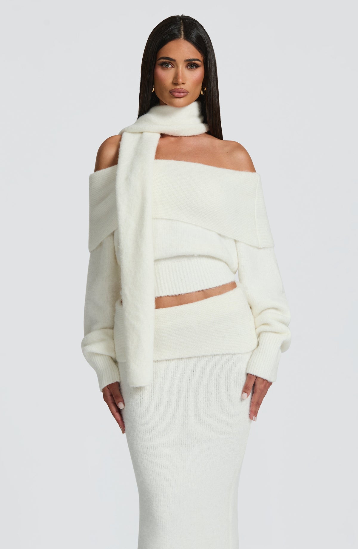 Jersey de Punto Hombros Descubiertos Andie – Marfil