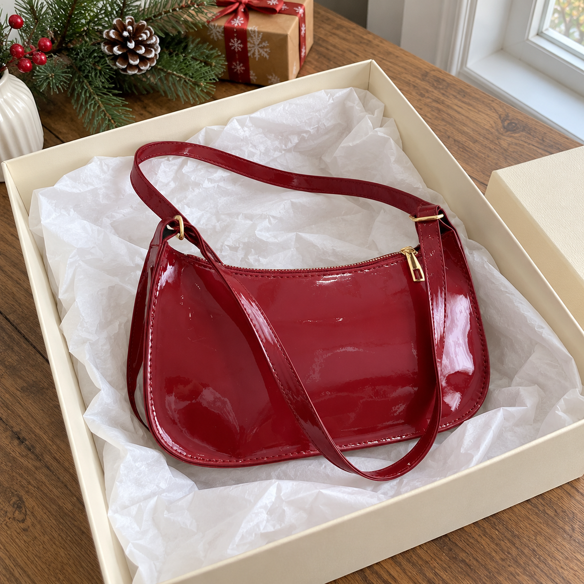 Bolso de Hombro Retro – Rojo — vista 04