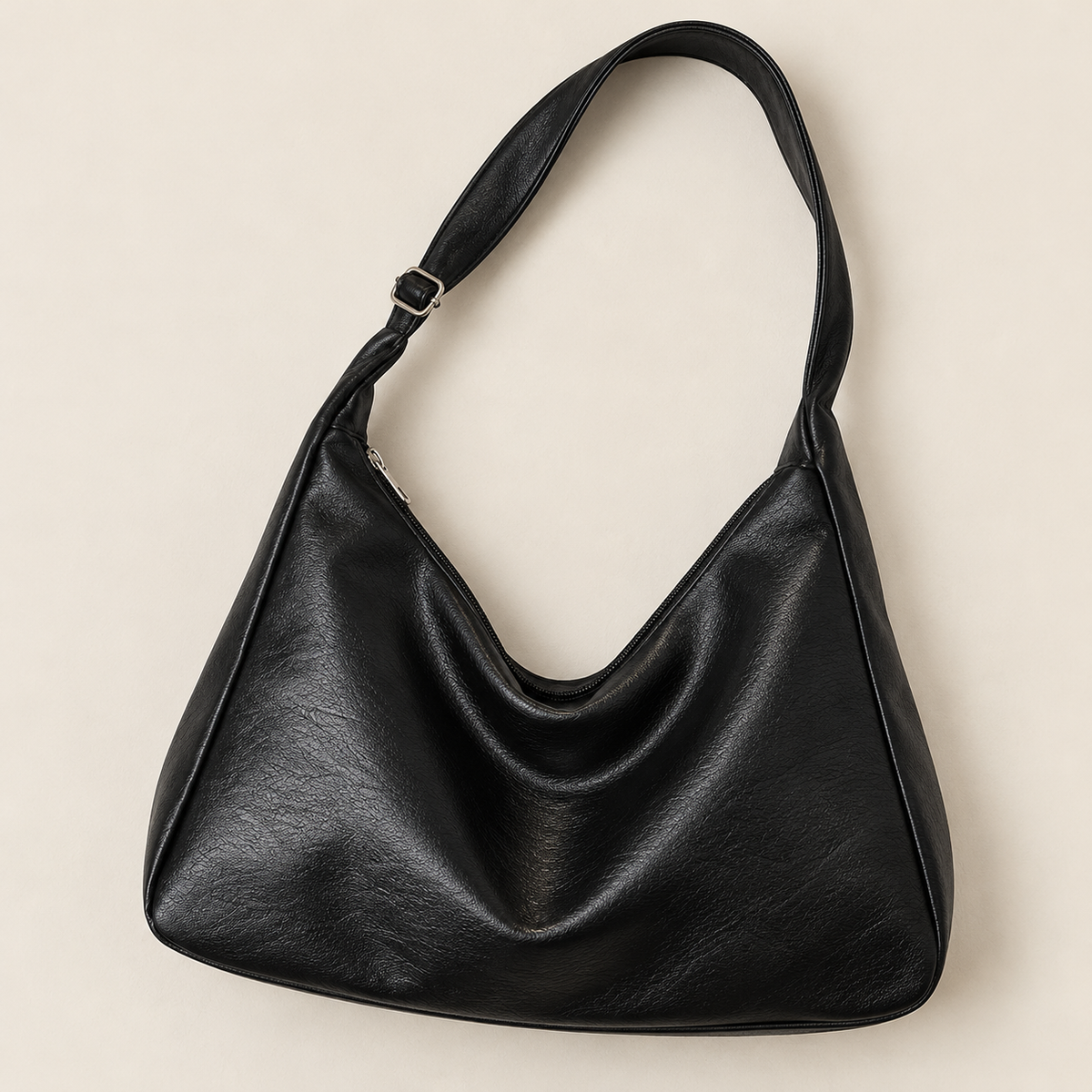 Bolso Hobo Efecto Piel – Negro — vista 01