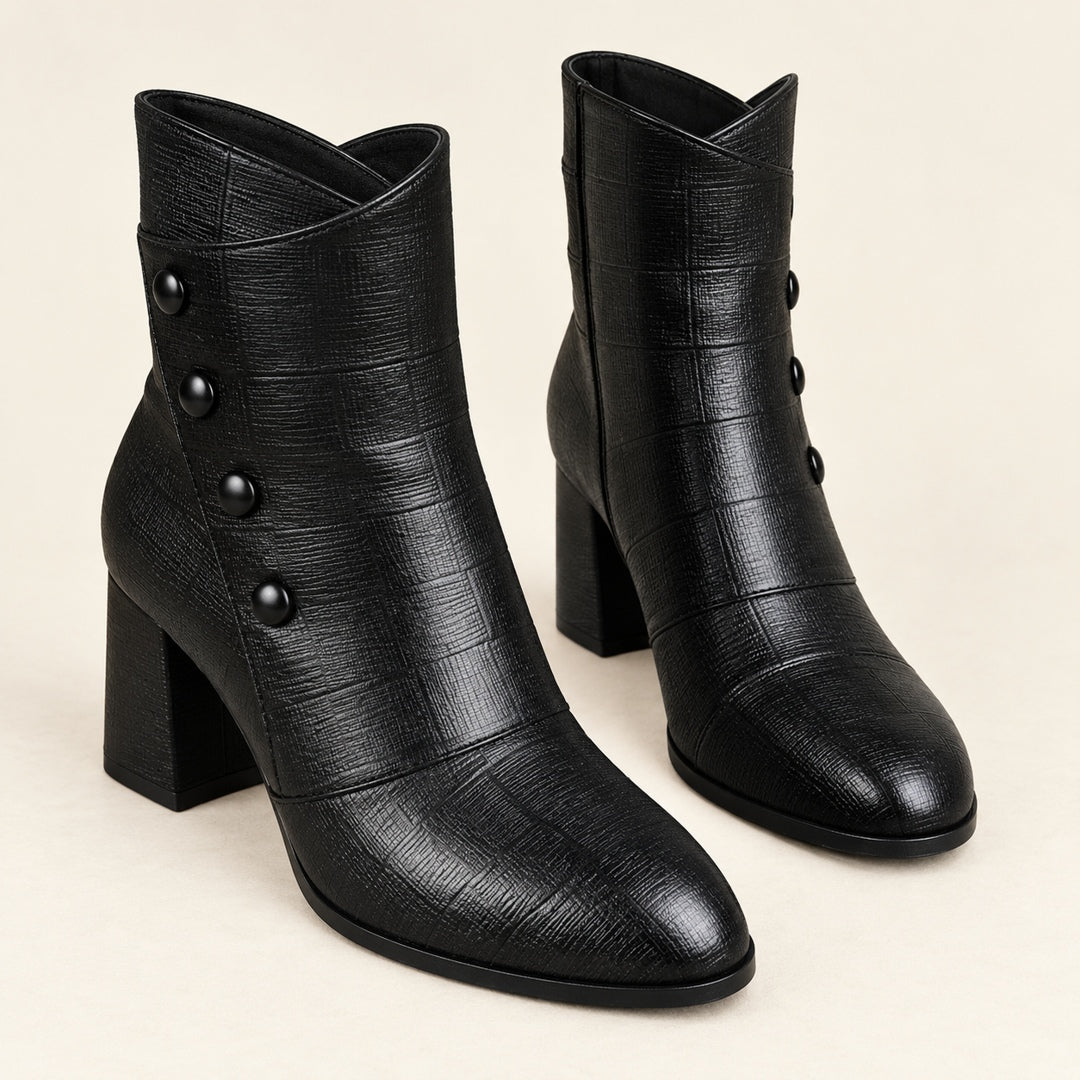 Botines de Tacón Ancho – Negro · 3