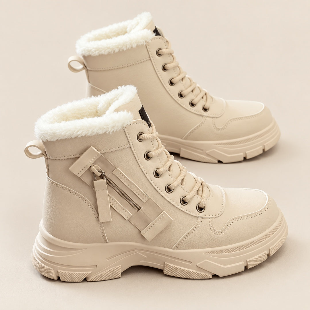 Botines Forrados con Cordones – Beige · 1