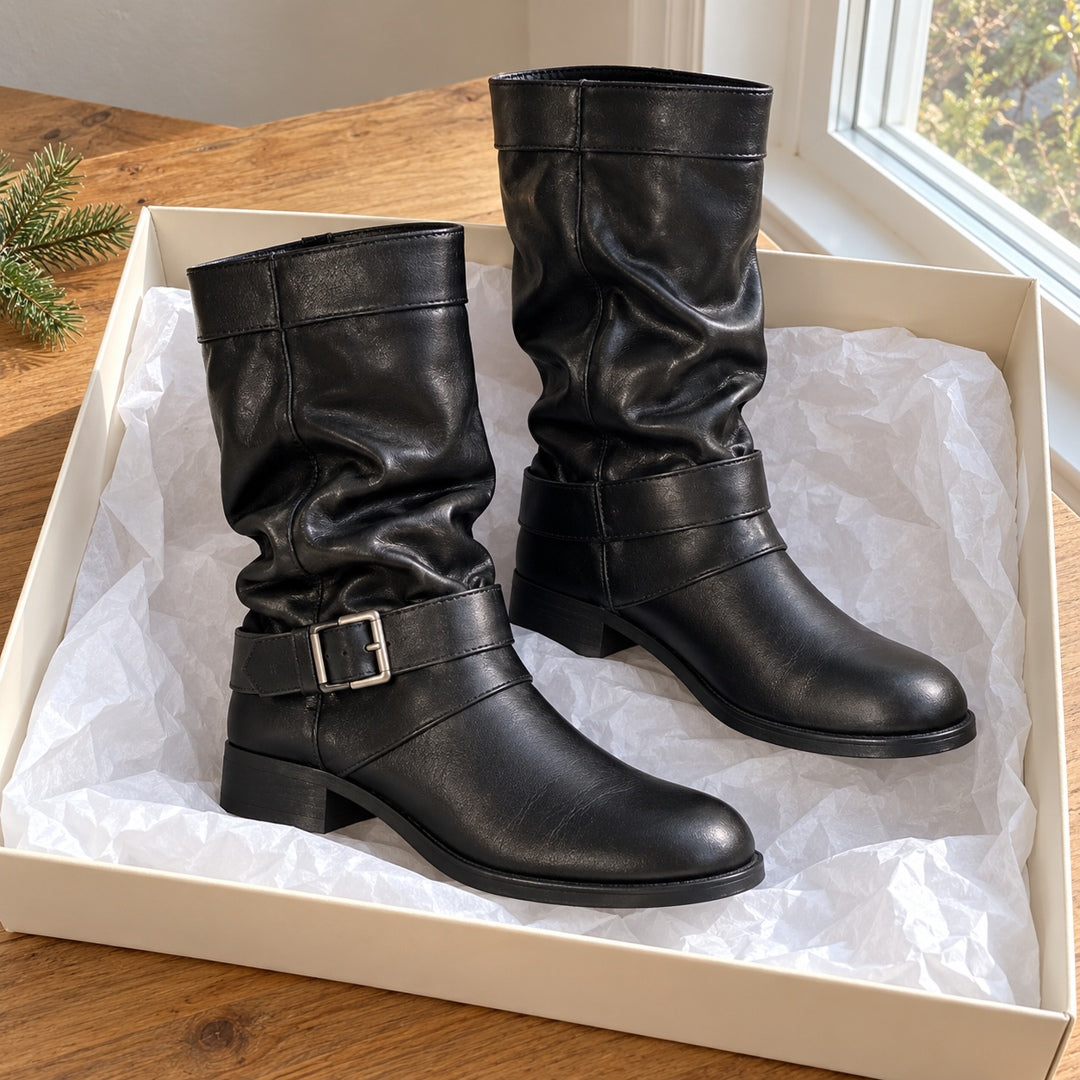 Botines Vintage Efecto Piel – Negro · 4