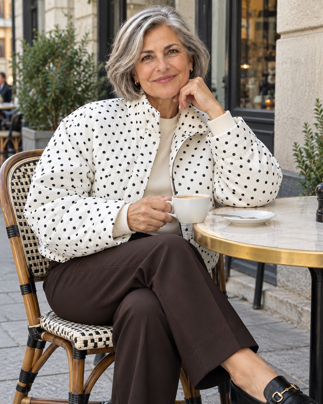 Chaqueta Bomber de Lunares – Blanco · 4