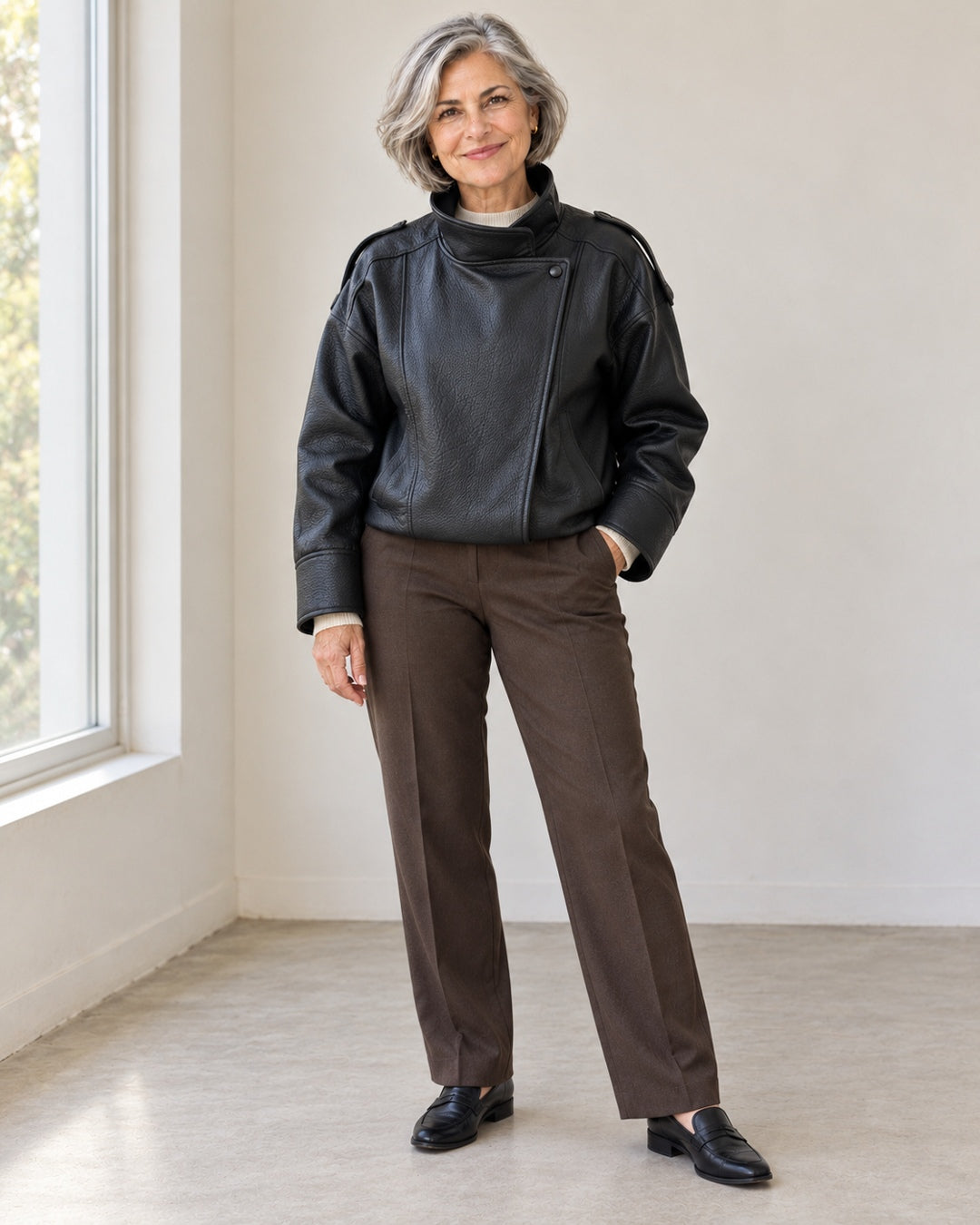 Chaqueta Corta Efecto Piel · 2