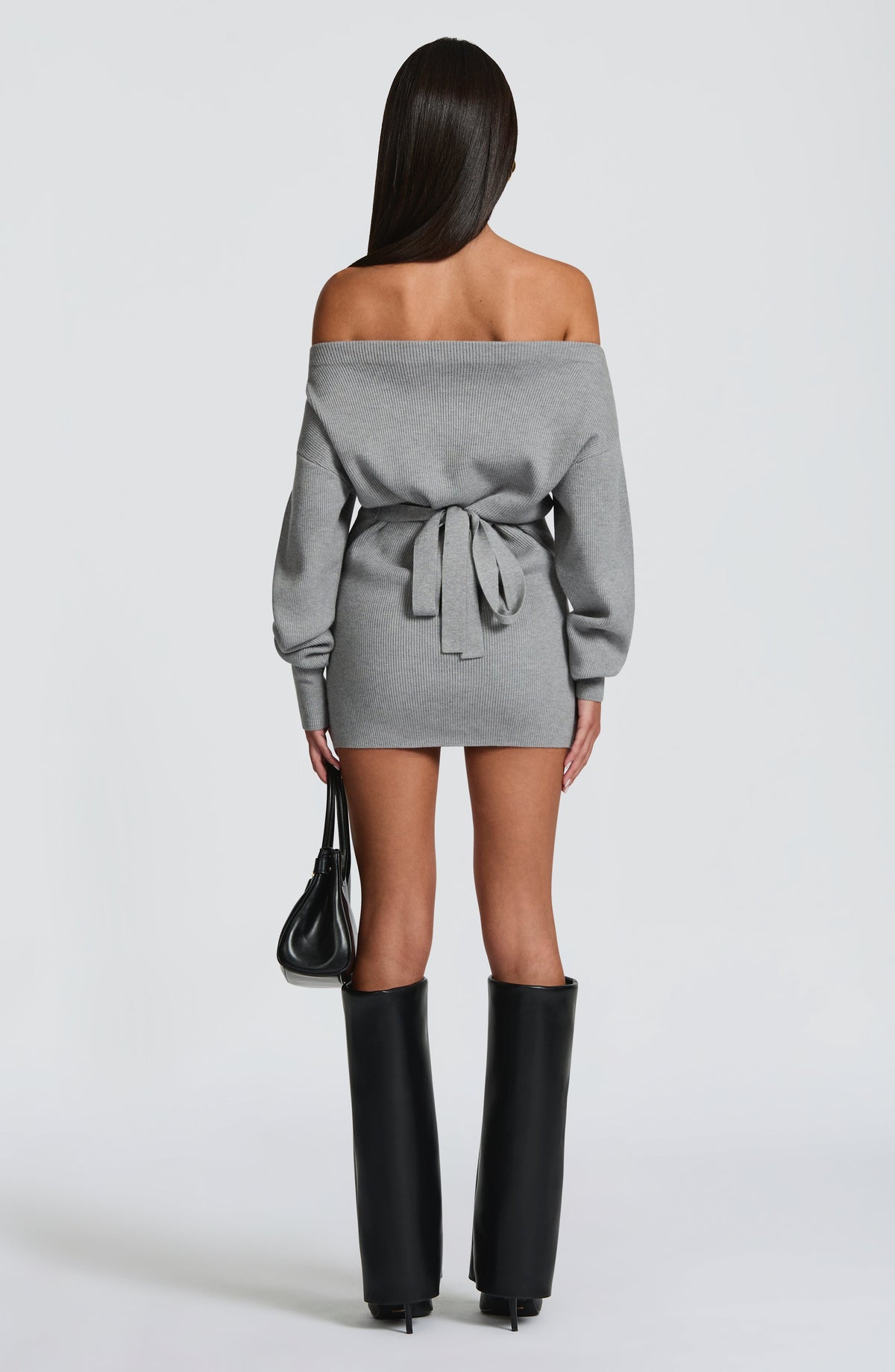 Vestido Corto de Punto Canalé Sawyer – Gris Claro