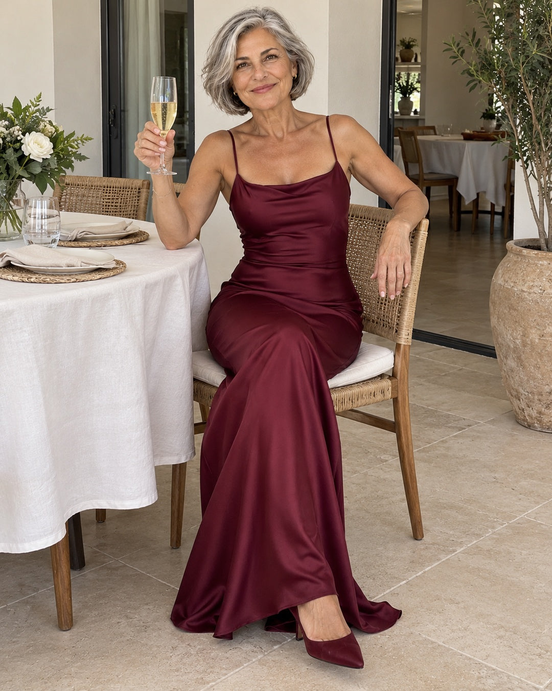 Vestido Largo de Fiesta Satinado – Talla Única · 4