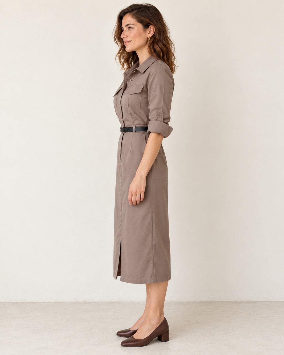 Vestido Camisero Midi de Manga Larga · 6