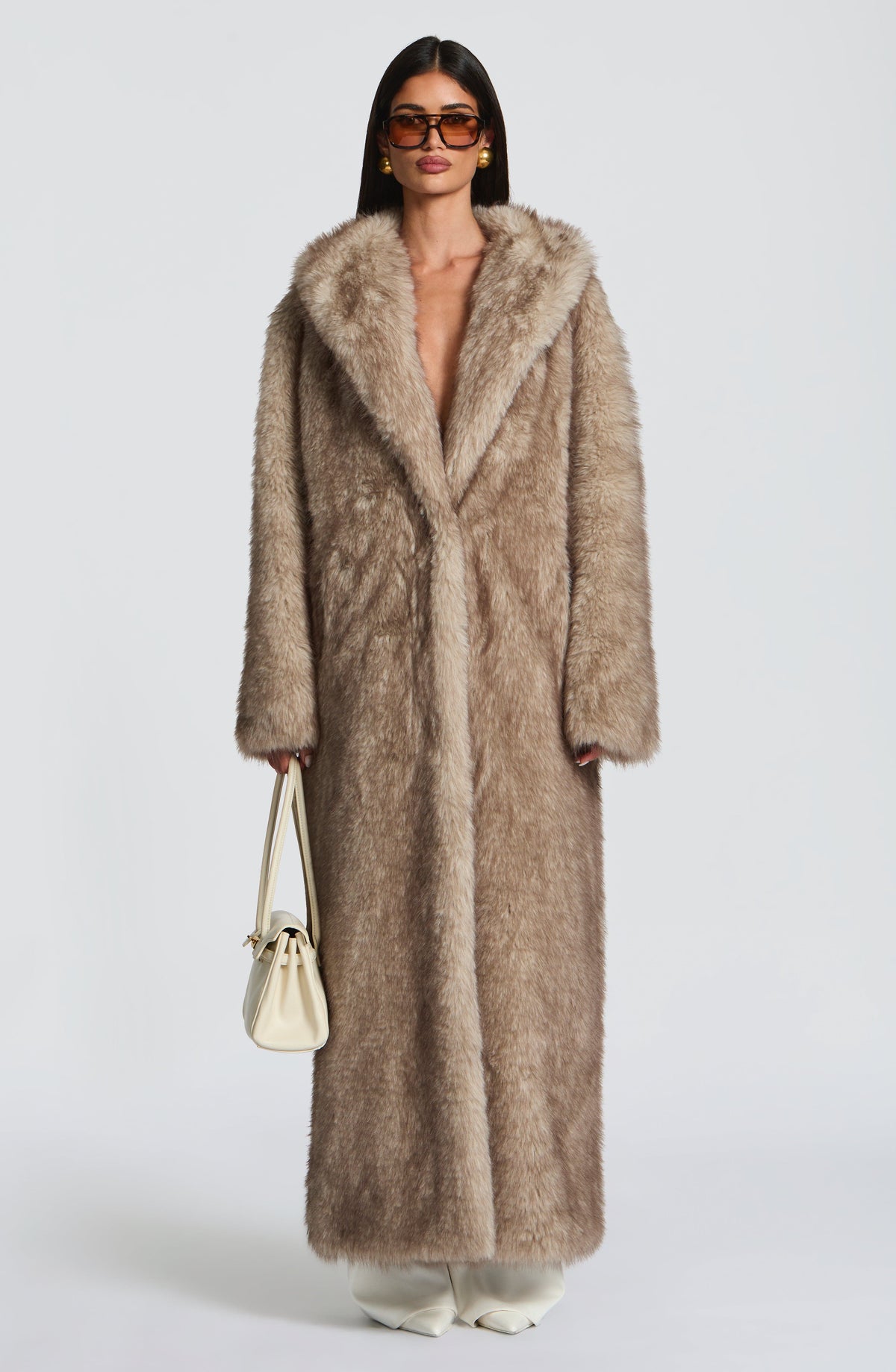 Abrigo Largo de Pelo Sintético Willow – Beige