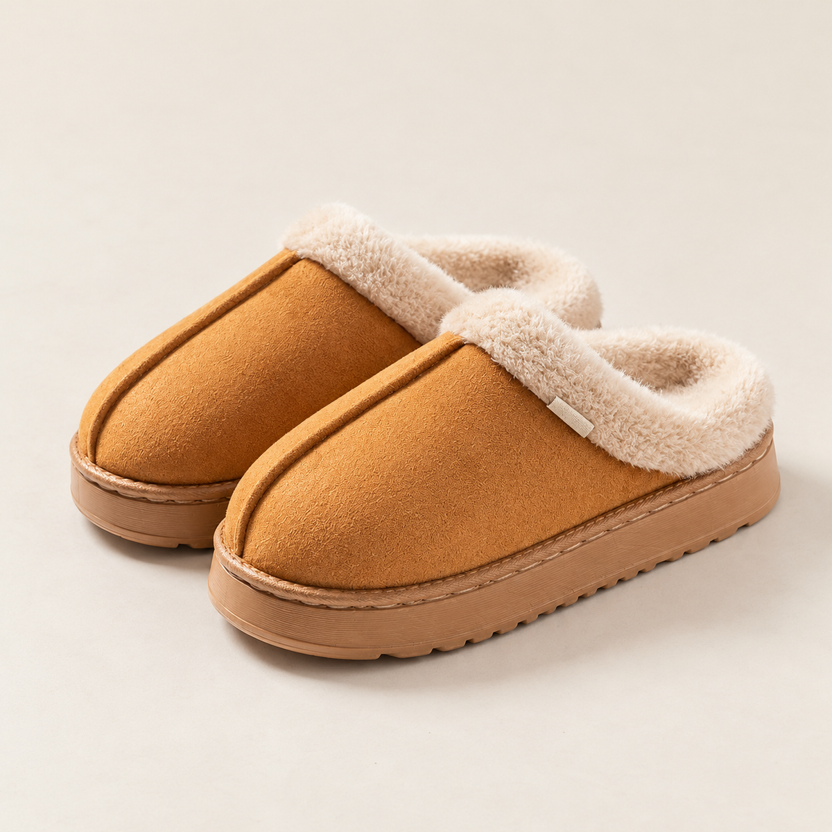 Zapatillas de Casa Mullidas – Camel — vista 01