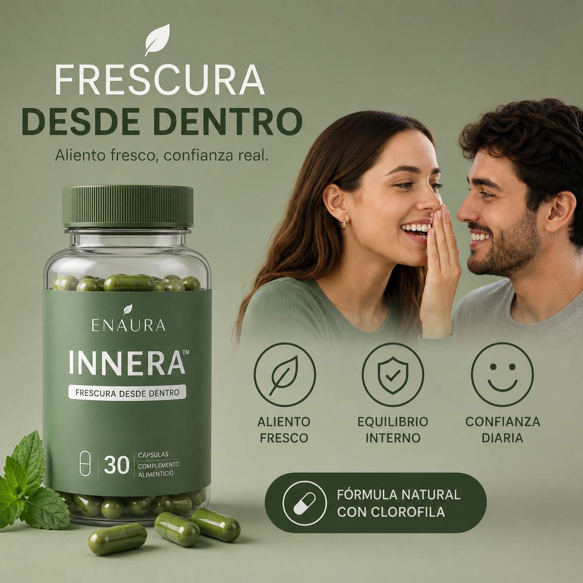 Enaura INNERA™ — Cápsulas de Clorofila para Frescura Corporal