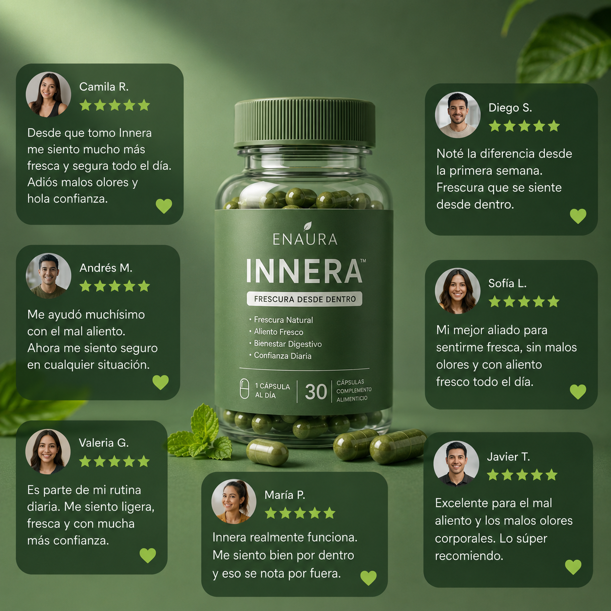 Enaura INNERA™ — Cápsulas de Clorofila para Frescura Corporal