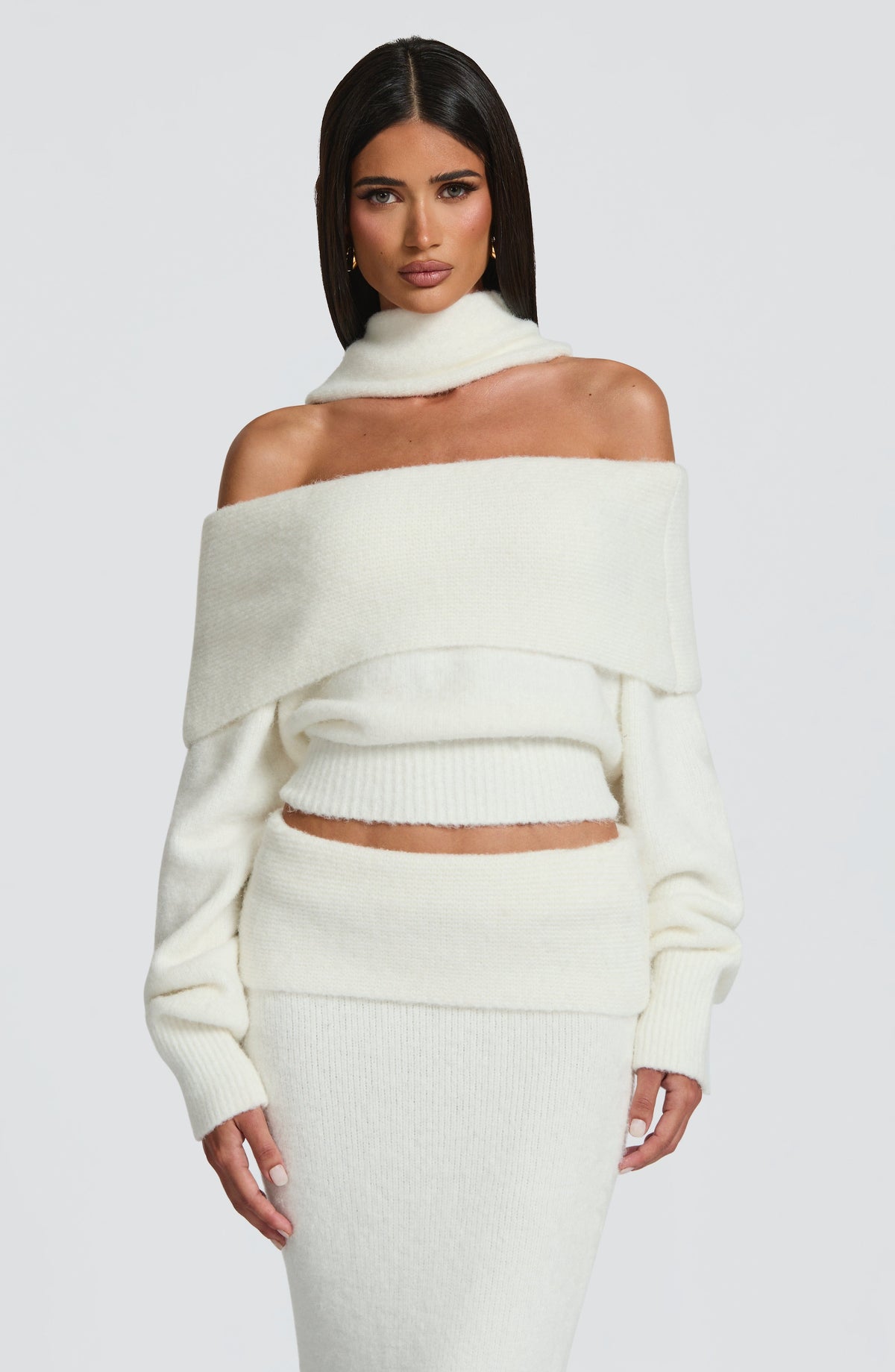 Jersey de Punto Hombros Descubiertos Andie – Marfil