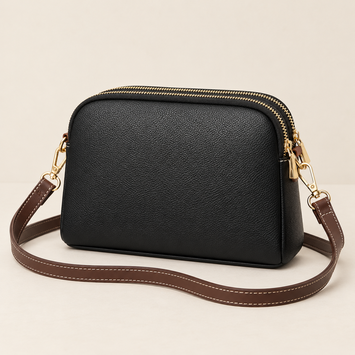 Bolso con Solapa Efecto Piel – Negro — vista 01