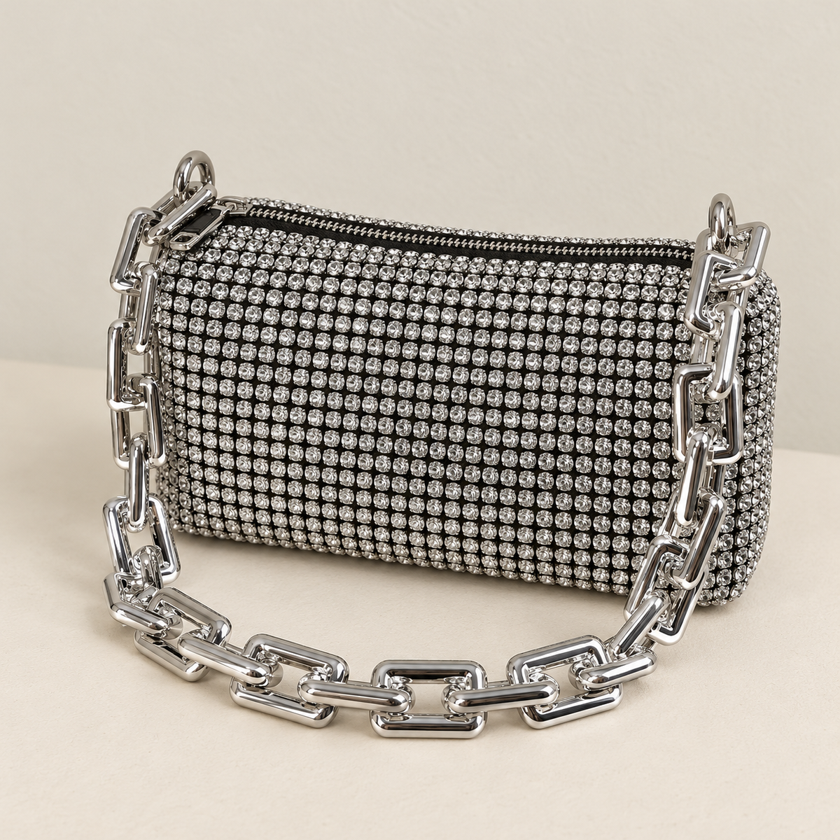 Bolso de Fiesta con Strass – Plateado — vista 01