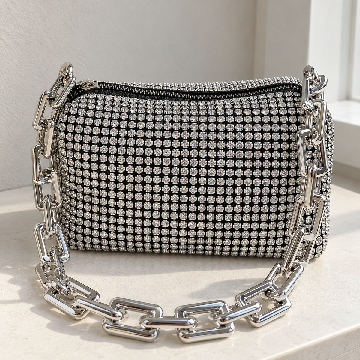 Bolso de Fiesta con Strass – Plateado — vista 05