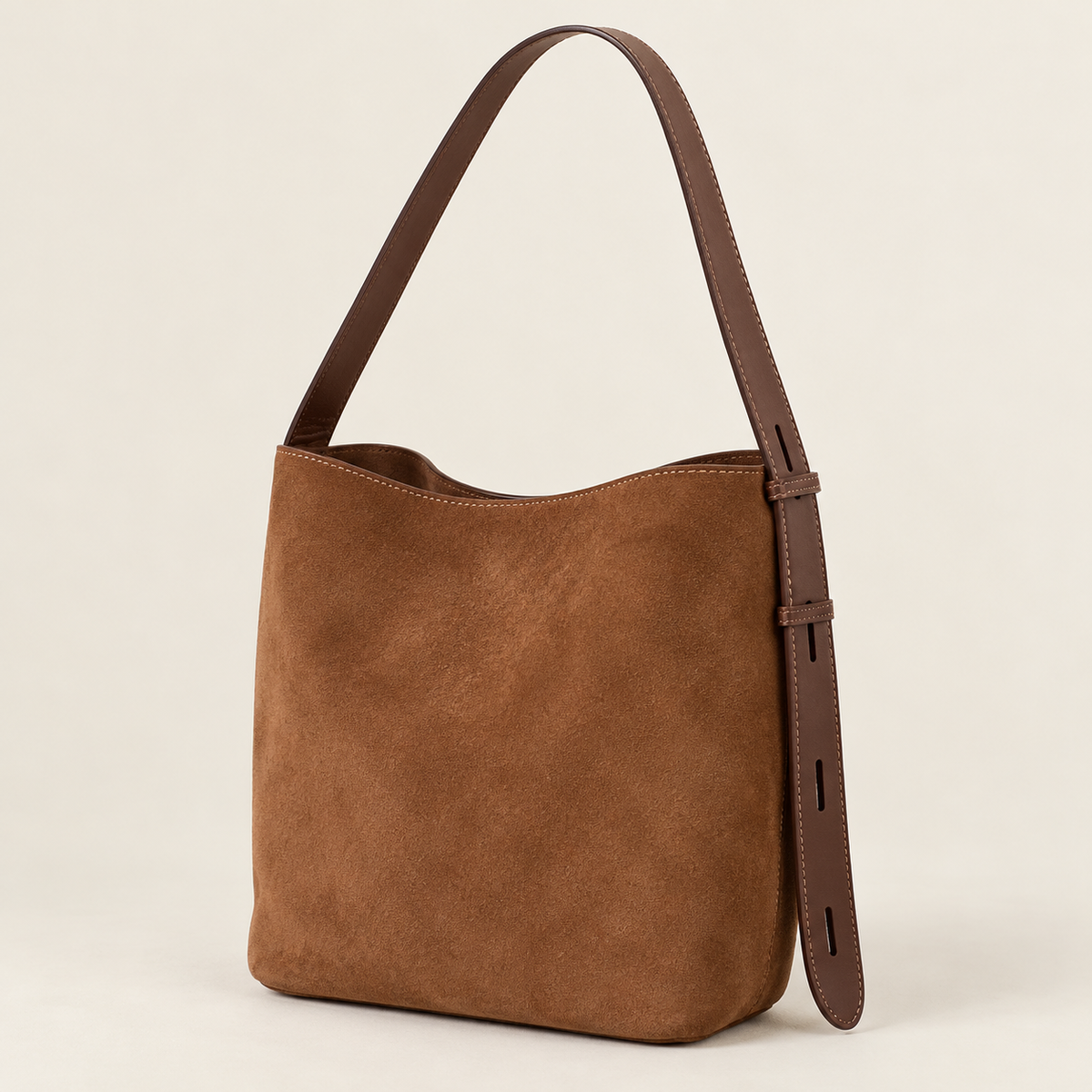 Bolso de Hombro de Gamuza – Marrón — vista 01