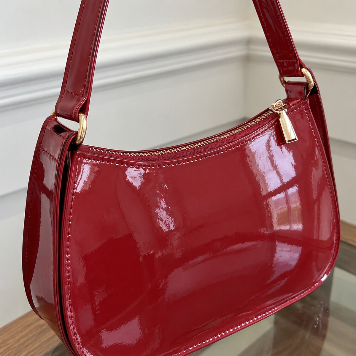 Bolso de Hombro Retro – Rojo — vista 03