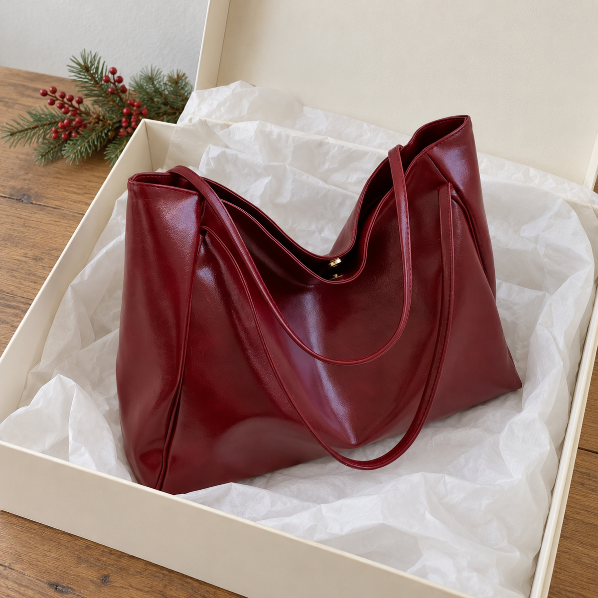Bolso Tote Charol – Burdeos — vista 04