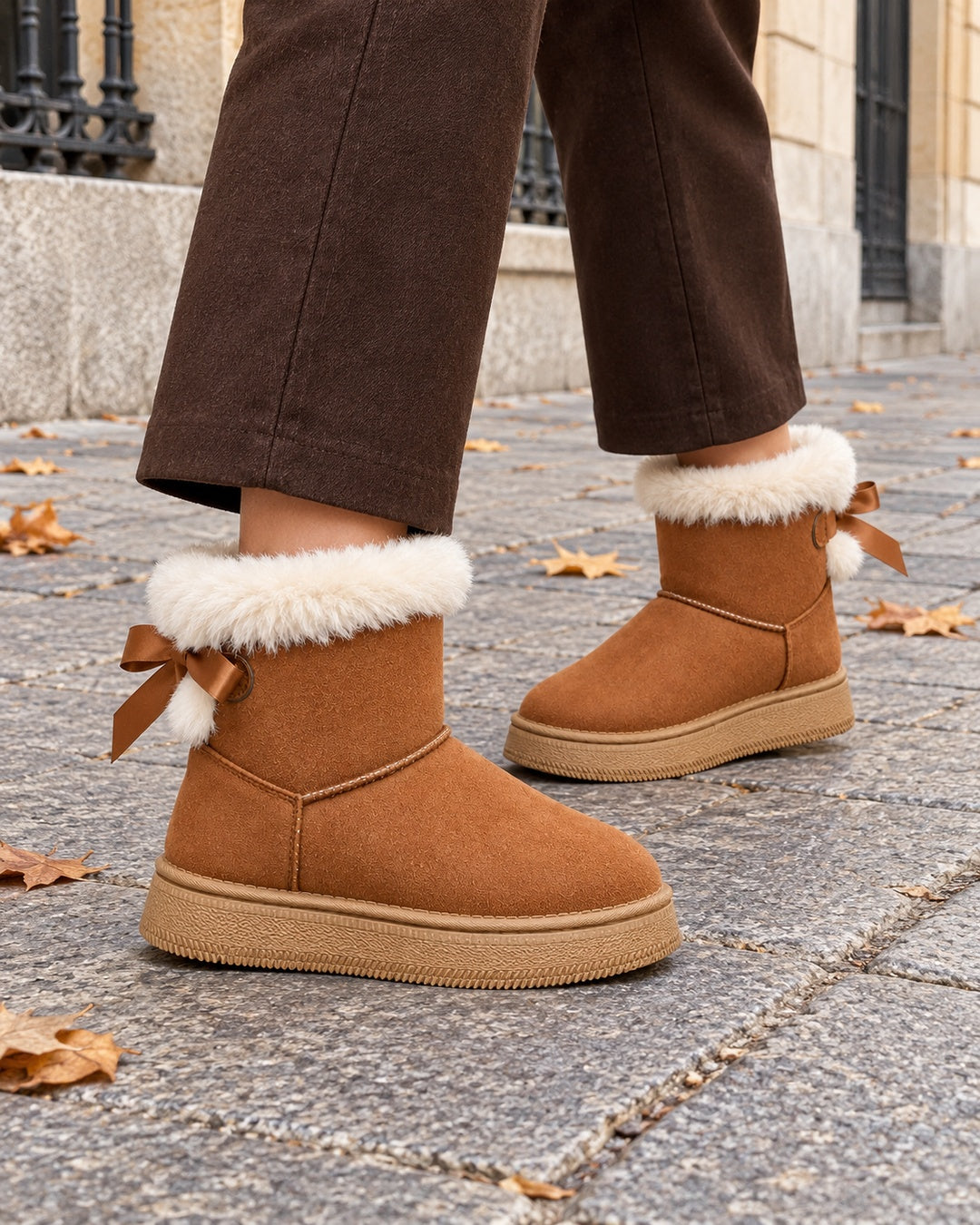 Botas de Invierno con Lazo – Camel · 2