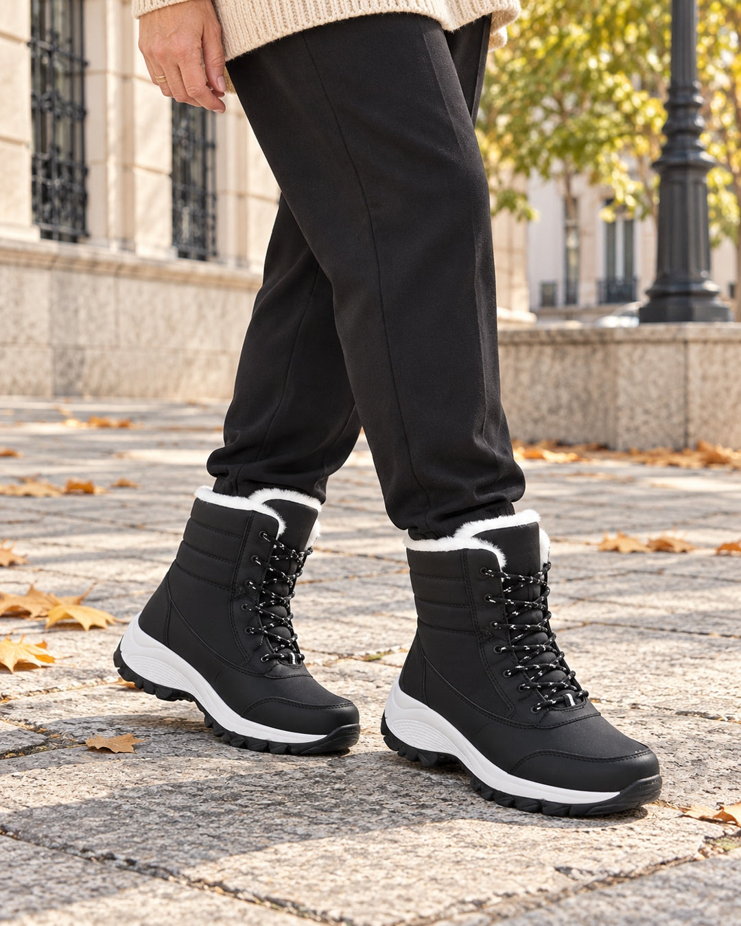 Botas de Nieve con Cordones – Negro · 2