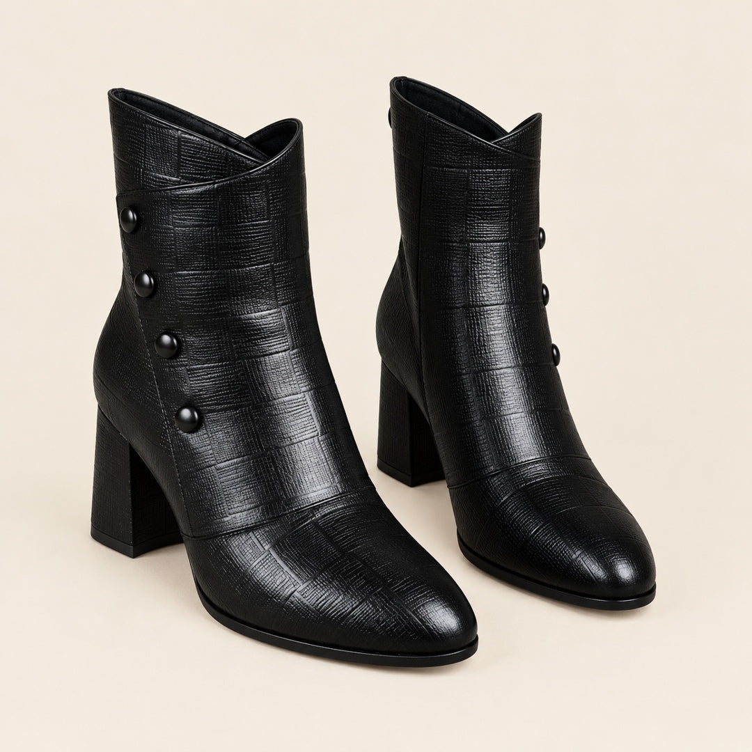 Botines de Tacón Ancho – Negro · 1