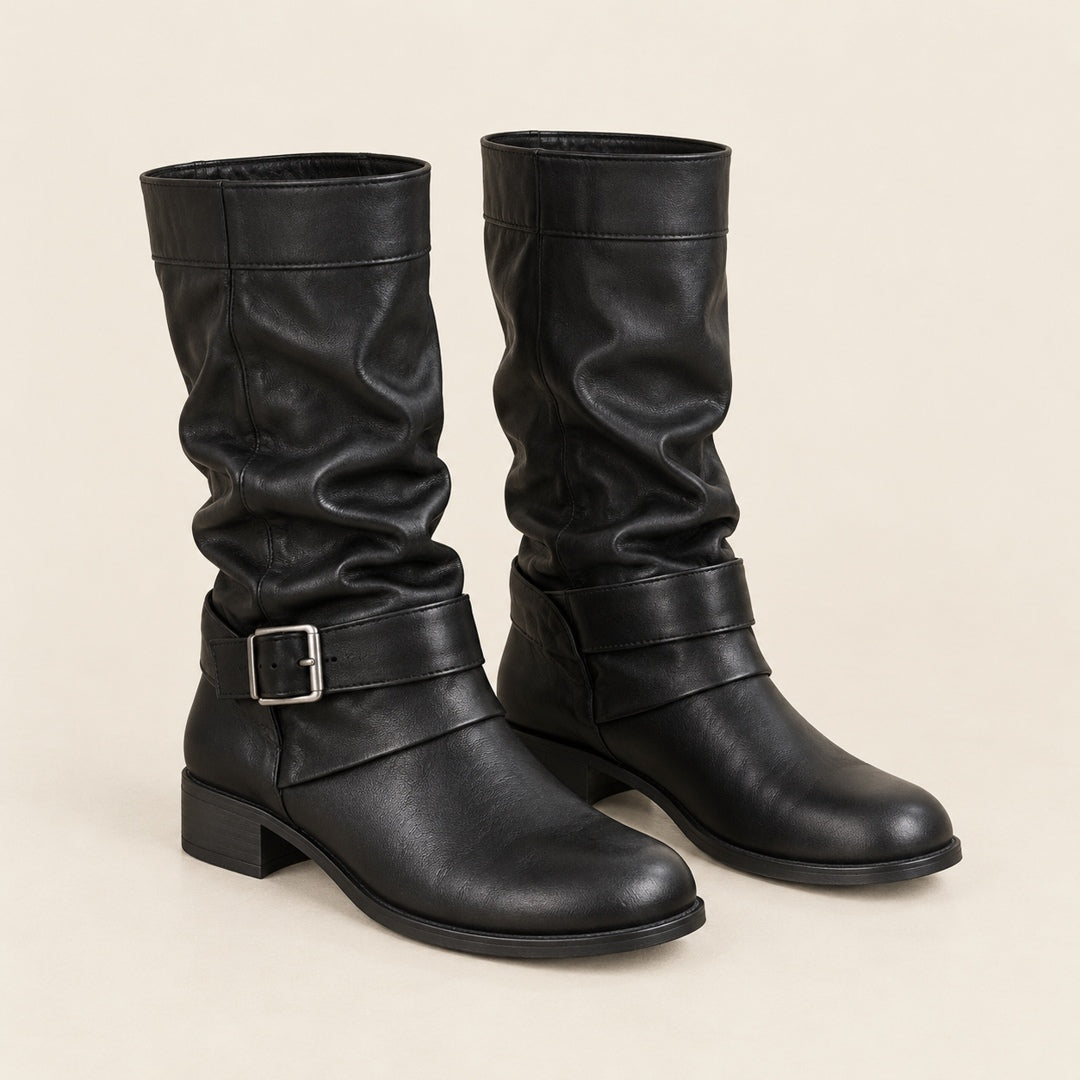 Botines Vintage Efecto Piel – Negro · 1