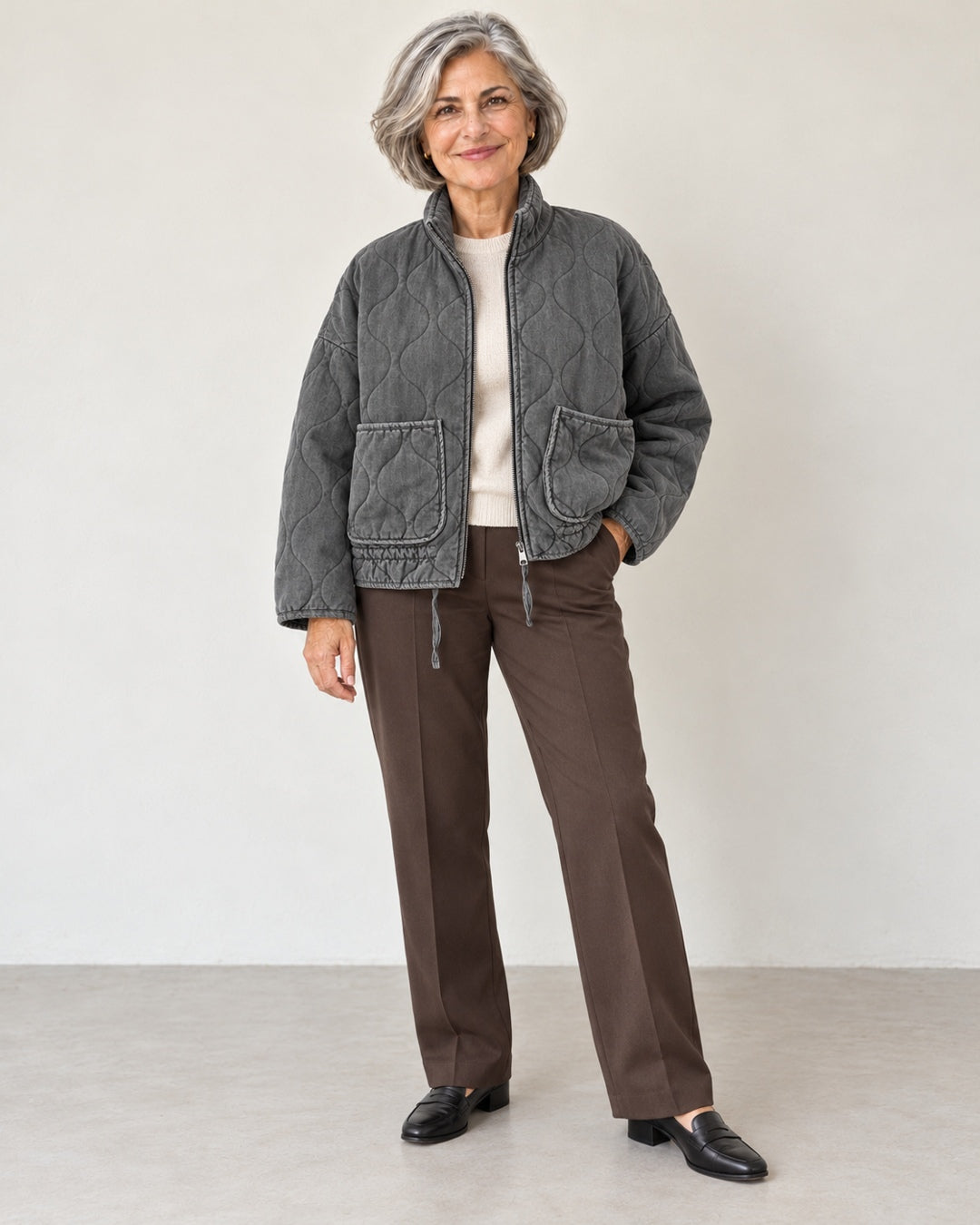 Chaqueta Acolchada Oversize – Gris · 2