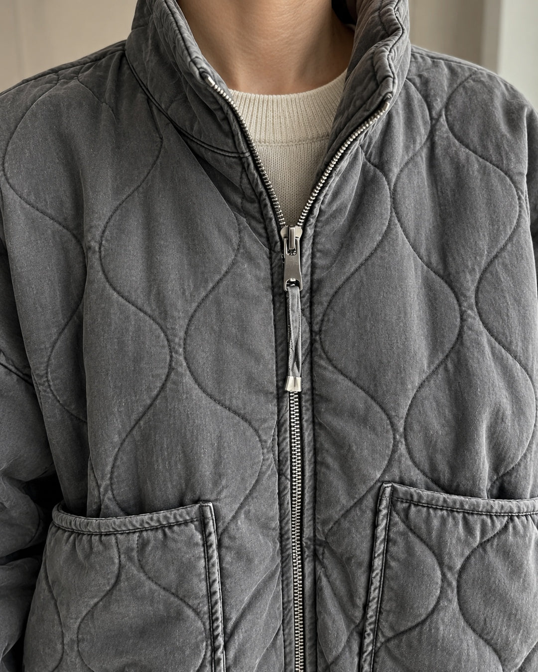 Chaqueta Acolchada Oversize – Gris · 5