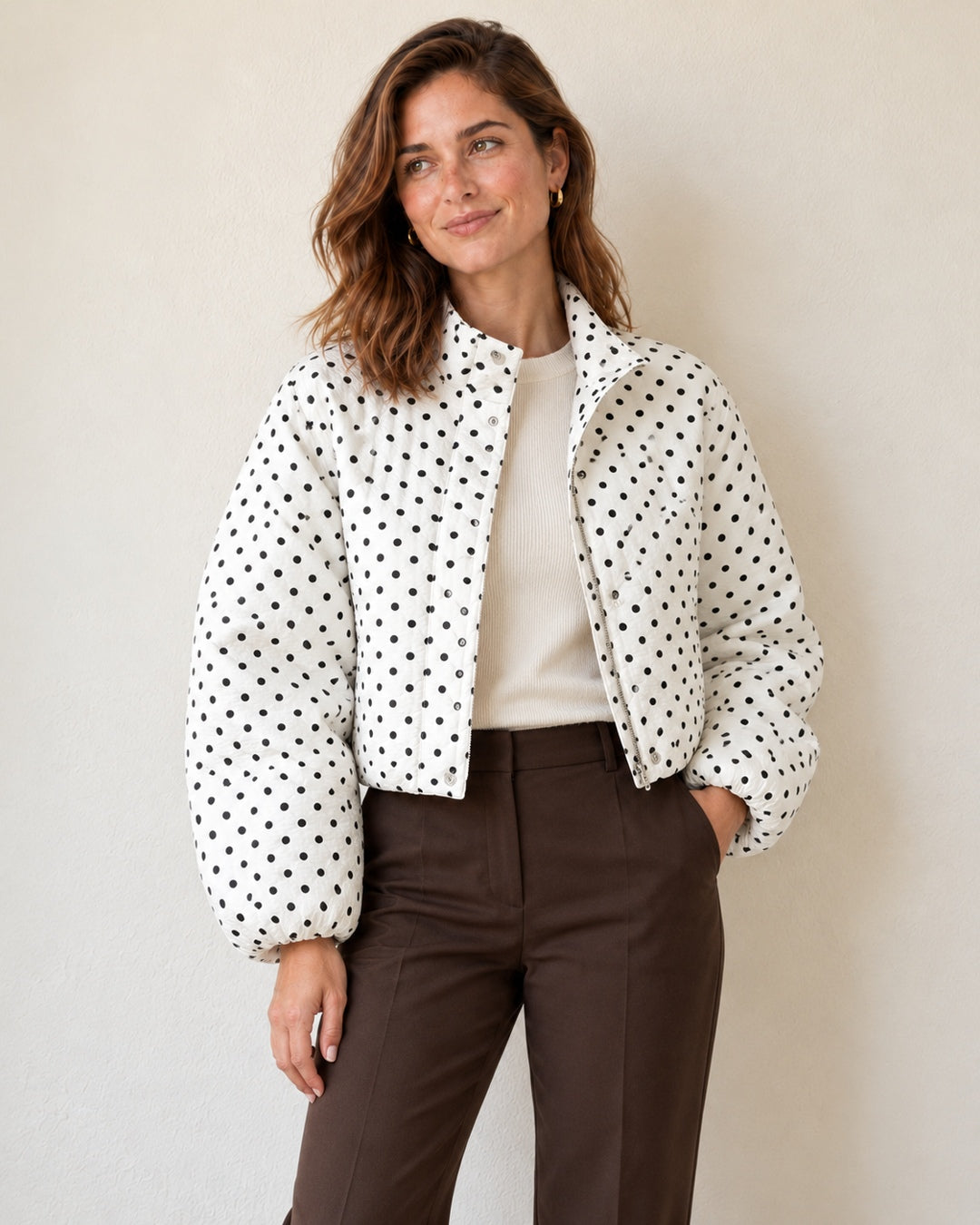 Chaqueta Bomber de Lunares – Blanco · 1