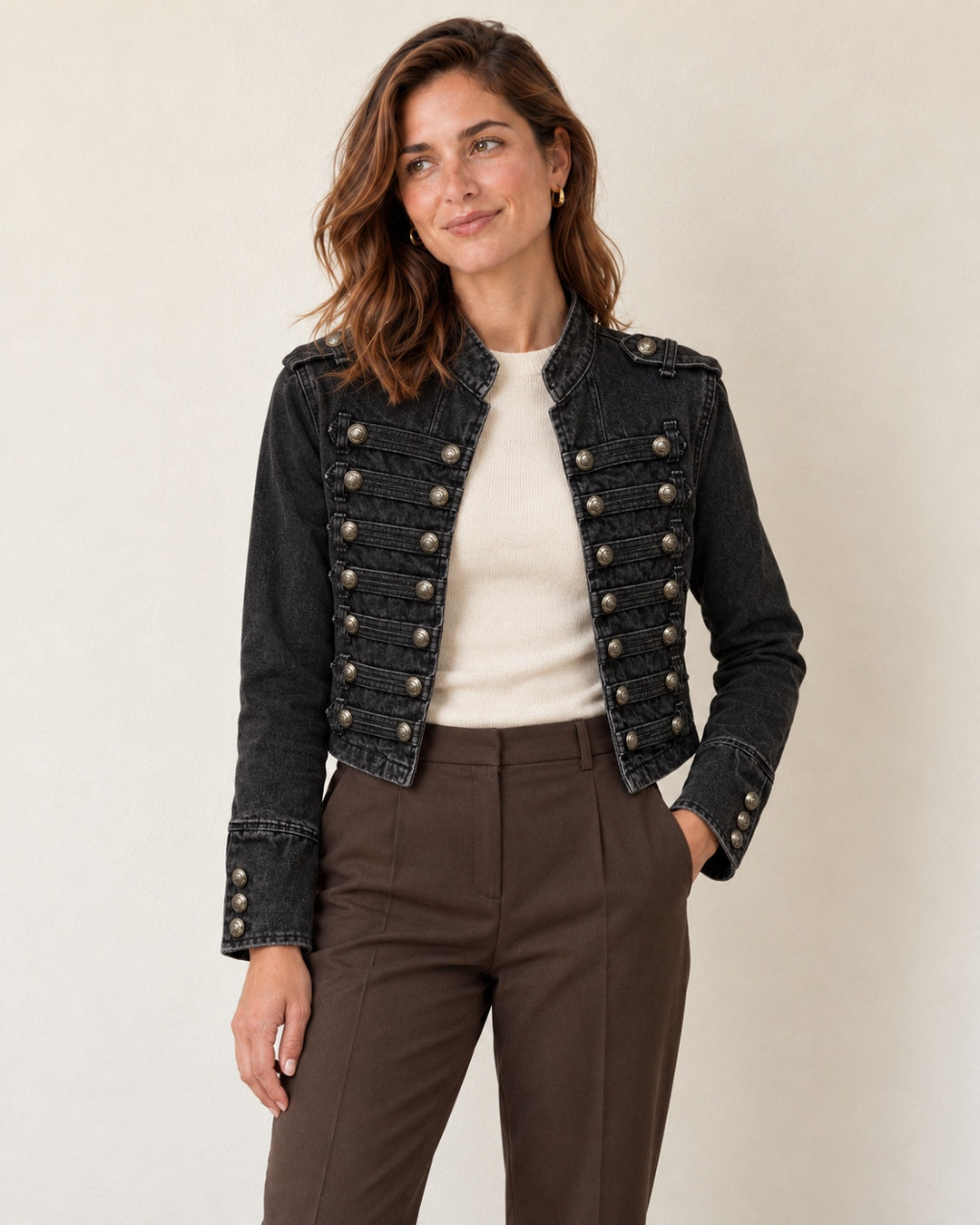 Chaqueta Militar con Botones – Negro · 1