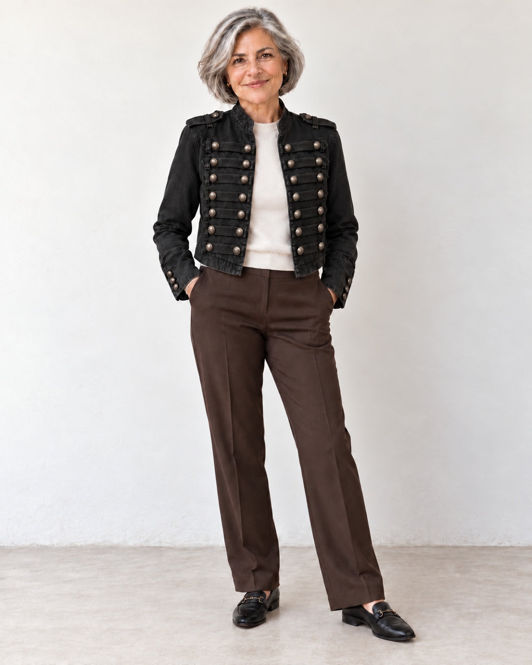 Chaqueta Militar con Botones – Negro · 2