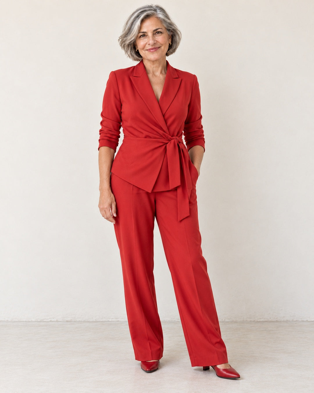 Traje de Oficina: Blazer y Pantalón Ancho · 2