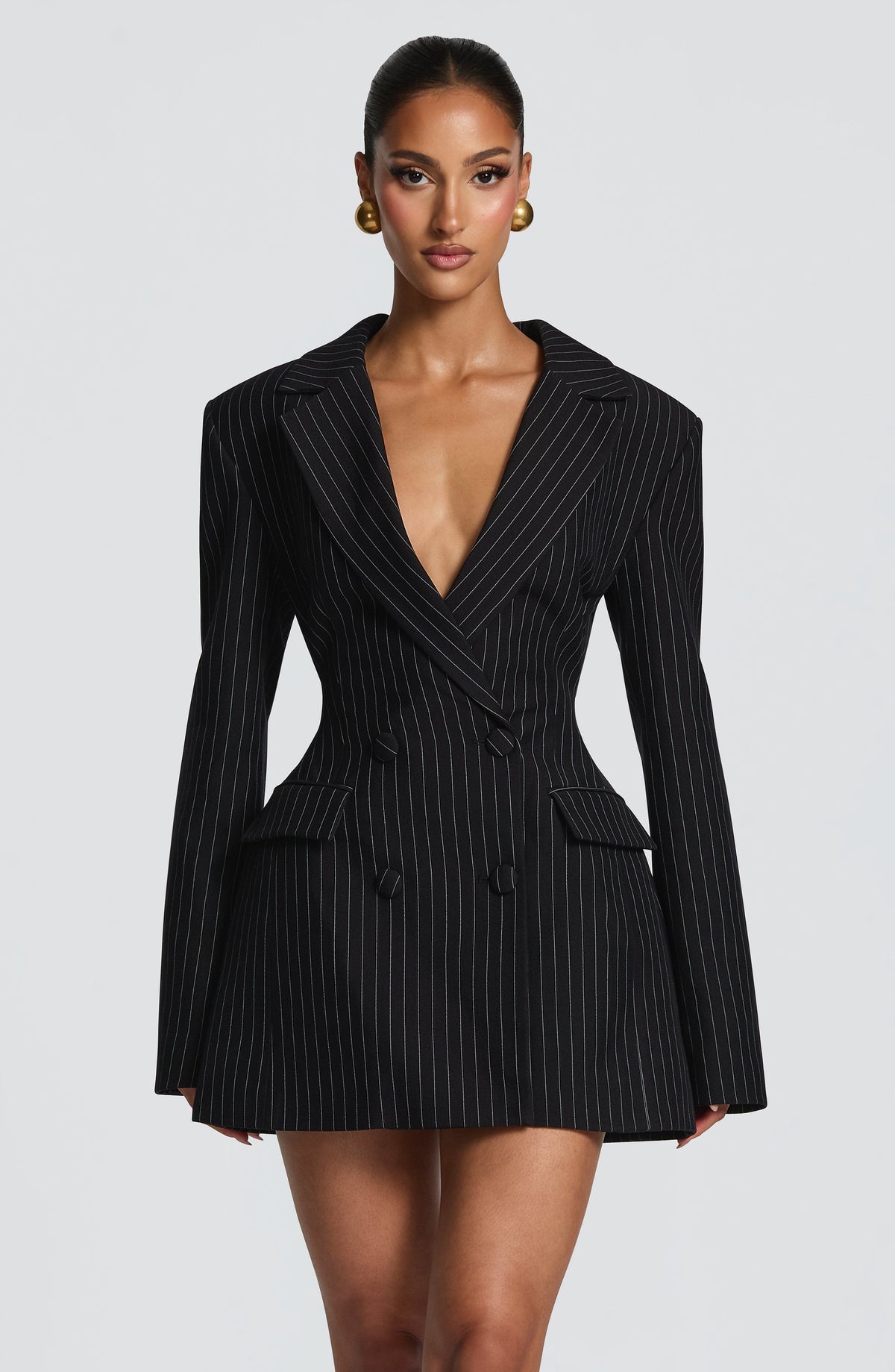 Vestido Blazer Cruzado Elvira – Negro Raya Diplomática
