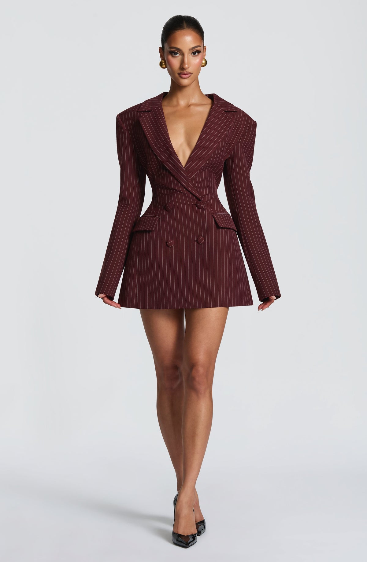 Vestido Blazer Cruzado Elvira – Burdeos Raya Diplomática