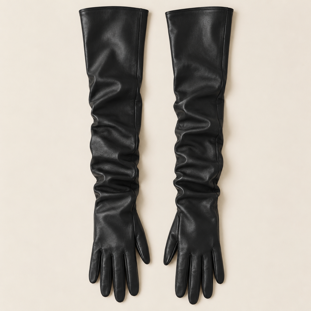 Guantes Largos Efecto Piel Frankie – Negro — vista 01