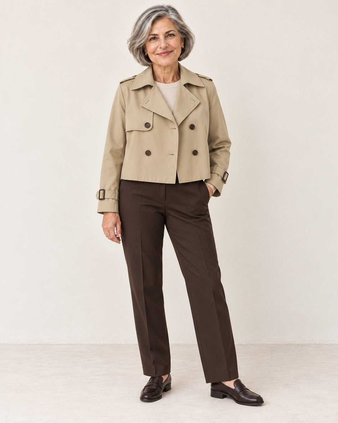 Gabardina Corta Cruzada – Beige · 2