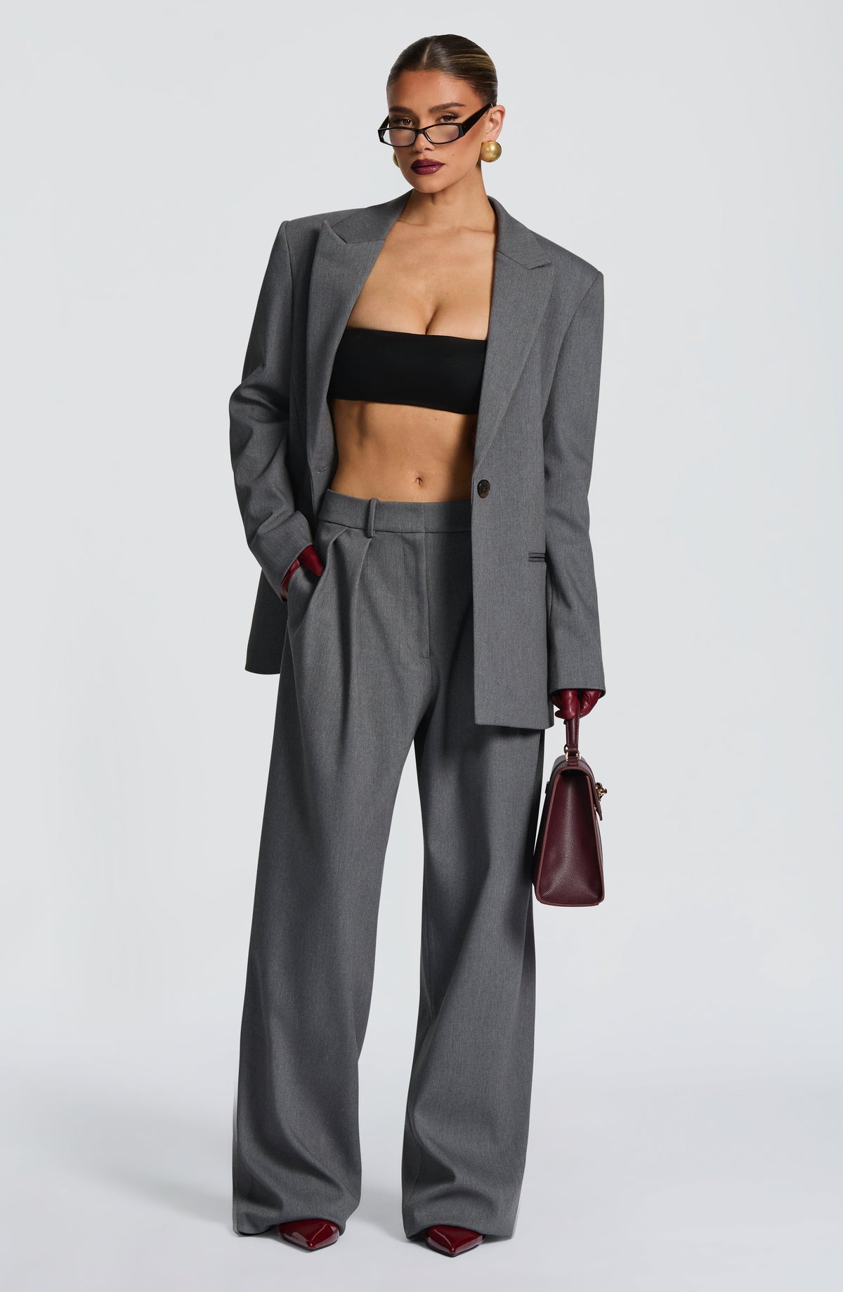 Pantalón Sastre Ancho Kirsty – Gris Jaspeado