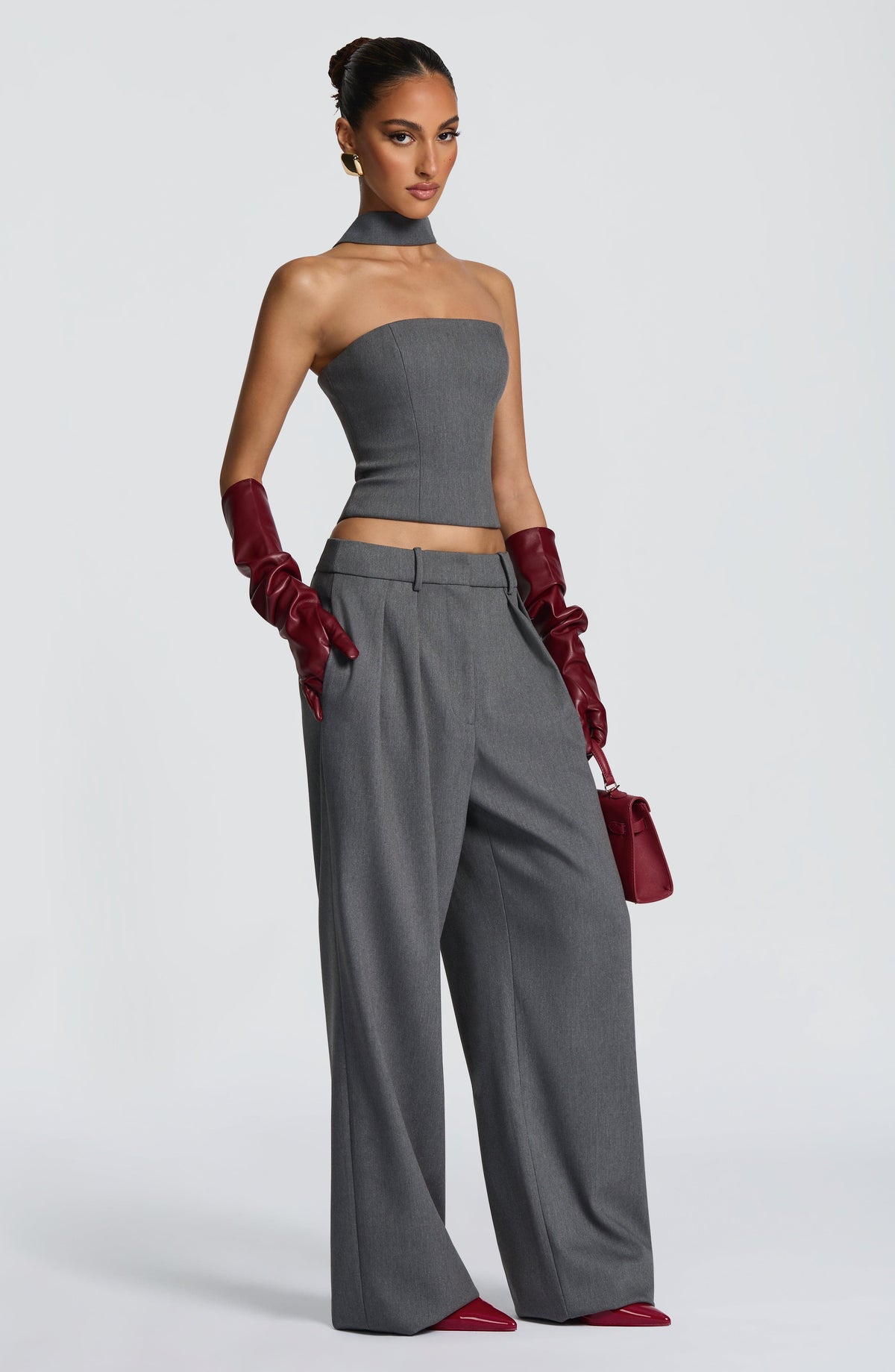 Pantalón Sastre Ancho Kirsty – Gris Jaspeado