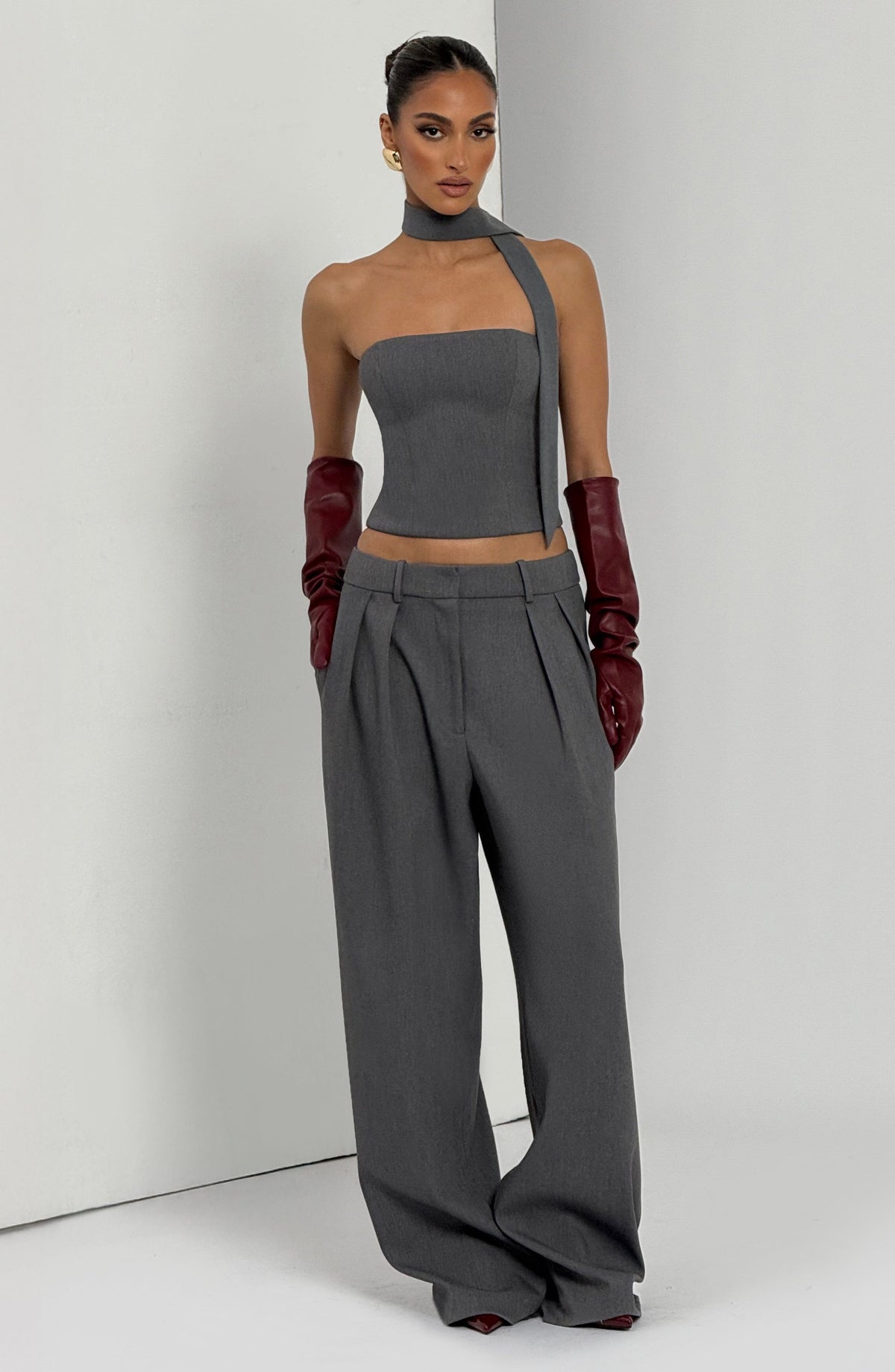 Pantalón Sastre Ancho Kirsty – Gris Jaspeado
