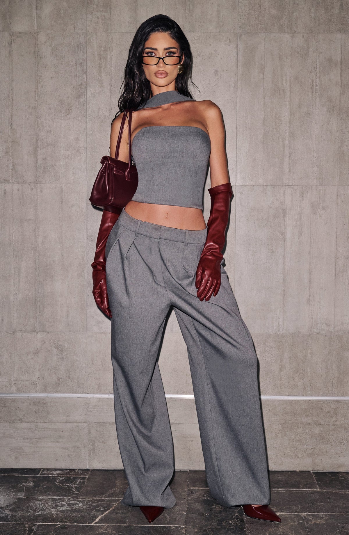 Pantalón Sastre Ancho Kirsty – Gris Jaspeado