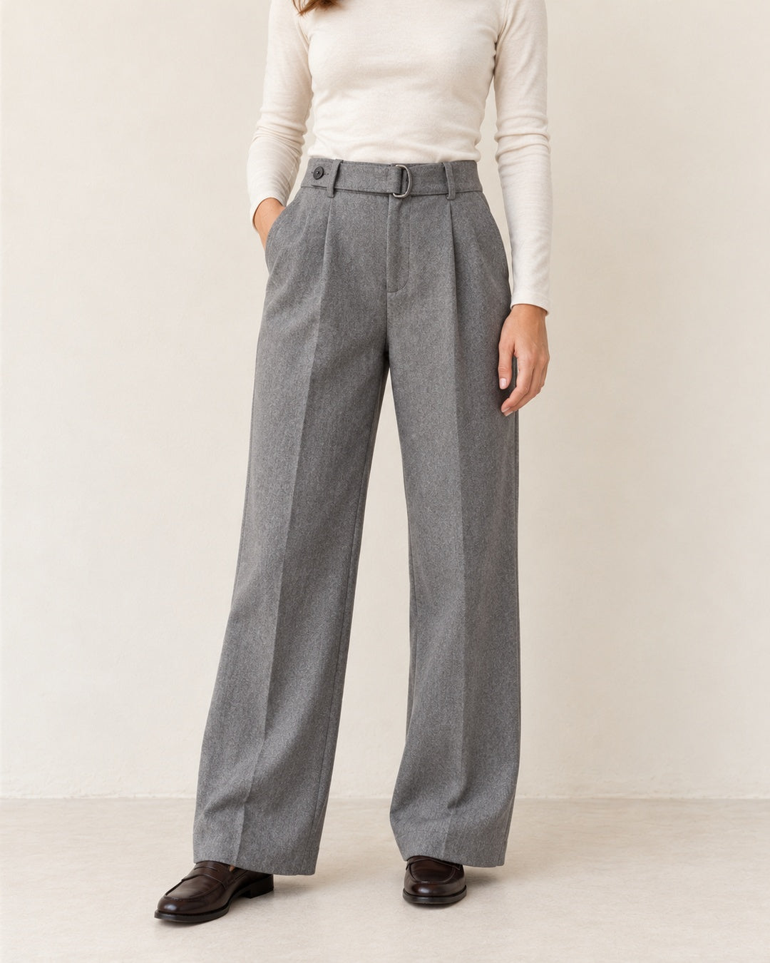 Pantalón Ancho de Lana Cintura Alta · 1