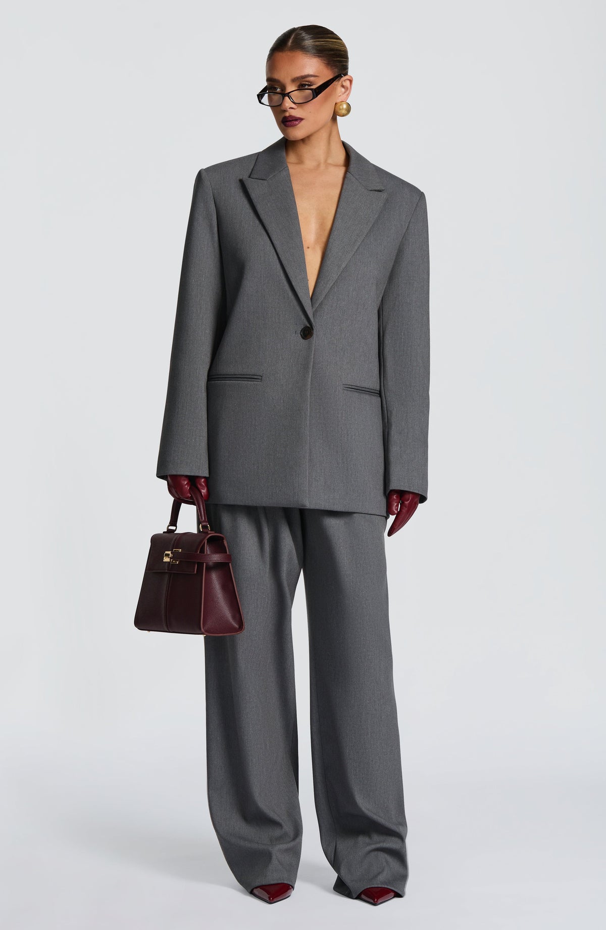 Blazer Oversize Reece – Gris Jaspeado