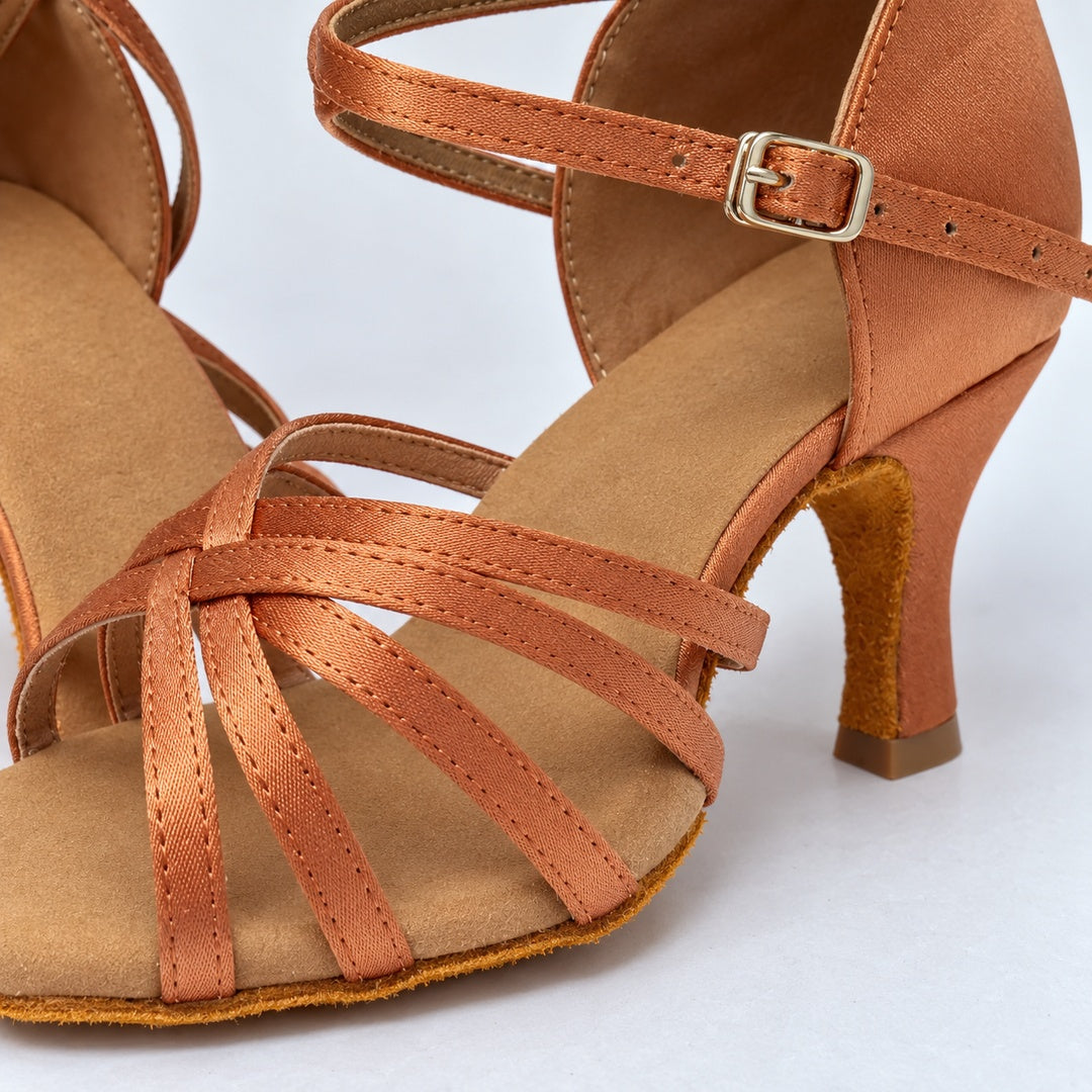 Sandalias de Tacón de Satén – Camel · 3