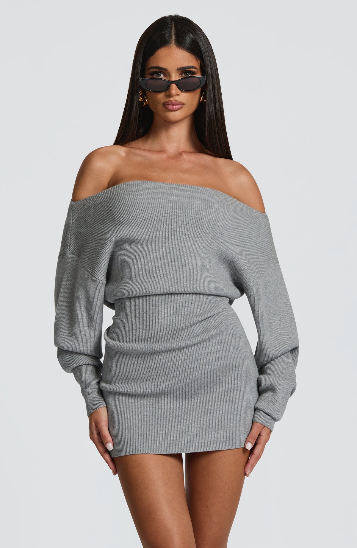 Vestido Corto de Punto Canalé Sawyer – Gris Claro
