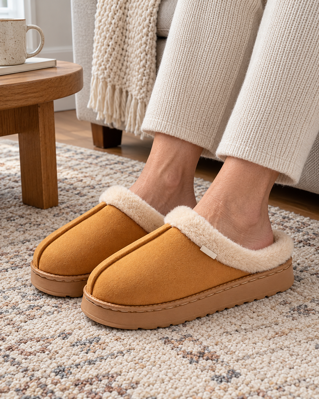 Zapatillas de Casa Mullidas – Camel — vista 02