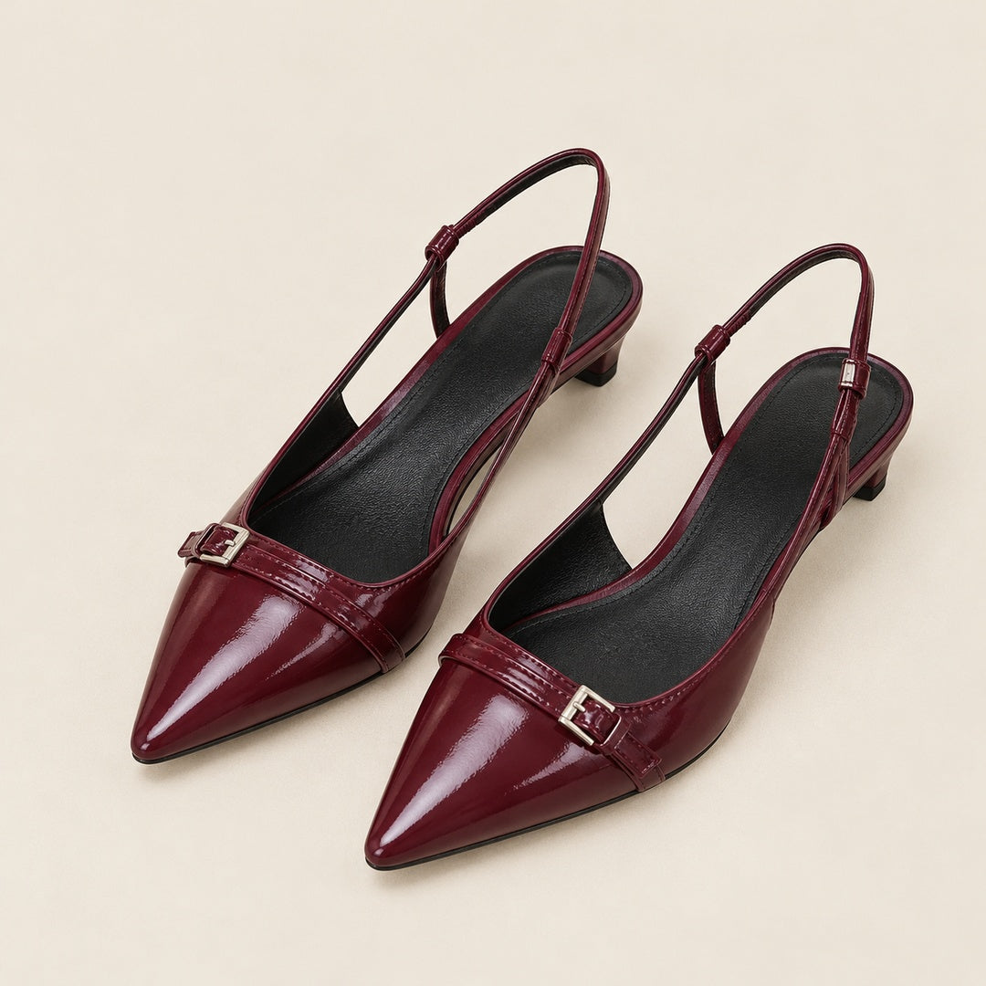 Zapatos Destalonados de Tacón Bajo – Burdeos · 1