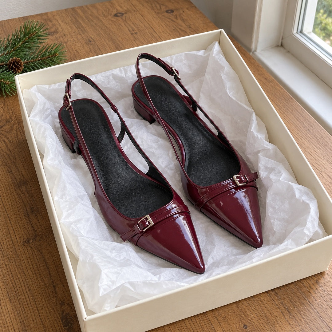 Zapatos Destalonados de Tacón Bajo – Burdeos · 4
